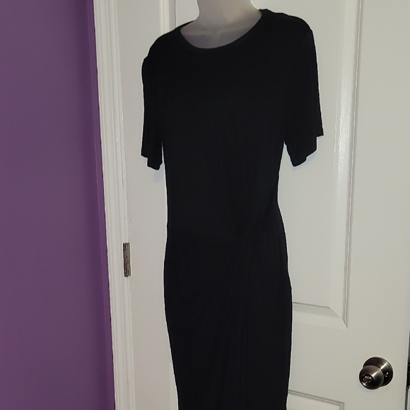 Elegant Black Midi Side Knot  Dress Sz: L - Picture 6 of 8